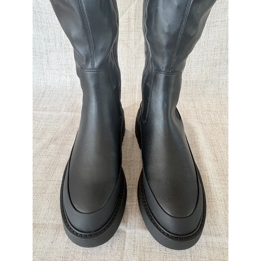 Franco Sarto Over The Knee Boots Womens 7 Black Excellent Lug Sole Platform